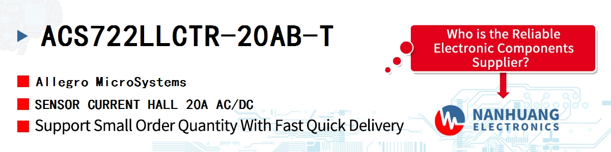 ACS722LLCTR-20AB-T Allegro MicroSystems SENSOR CURRENT HALL 20A AC/DC